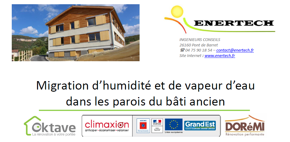 Migration d’humidité et de vapeur d’eau dans les parois du bâti ancien